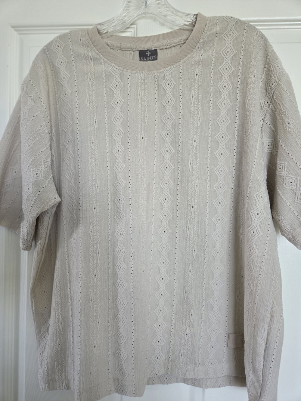 Men's Cream Knit Short-Sleeve Polo